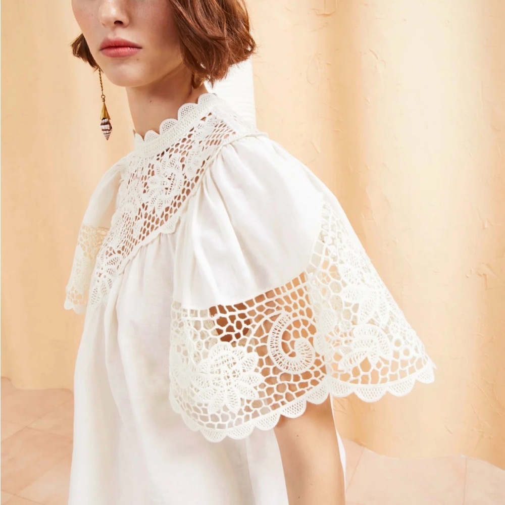 Ulla Johnson Sofia Top Ivory Size 6 - Picture 8 of 9
